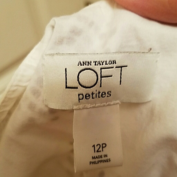 Ann Taylor Loft white & brown tank top, 12P - Picture 4 of 4